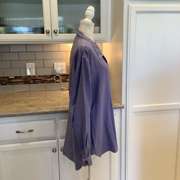 Kiko Linen Purple Button-Up Shirt Size Large Tunic Button Up - Picture 3 of 9